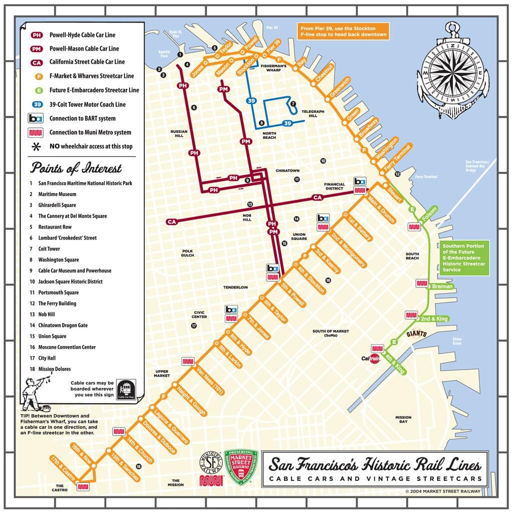 SFO tramvaj mapa