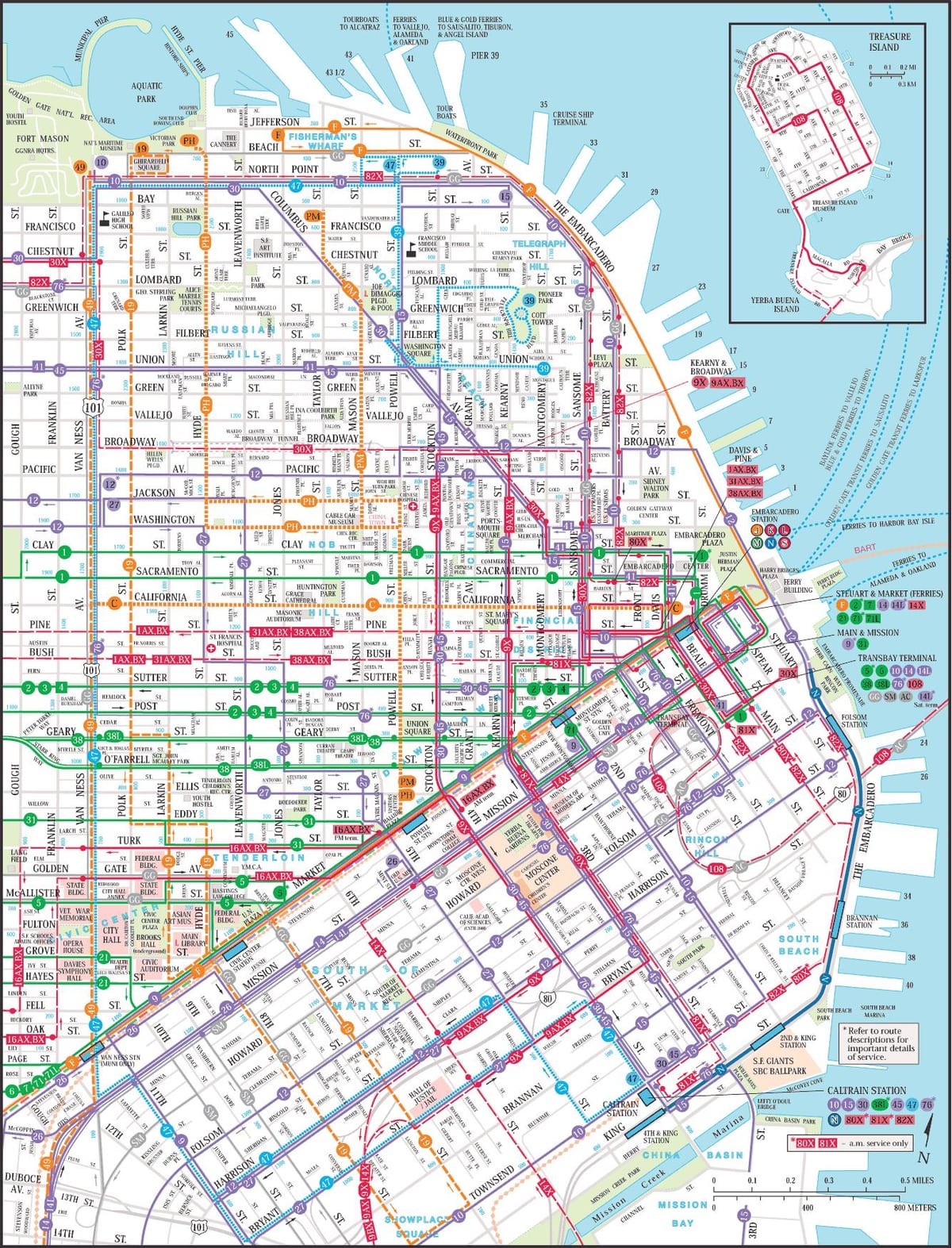 San Francisco veřejné dopravy mapu