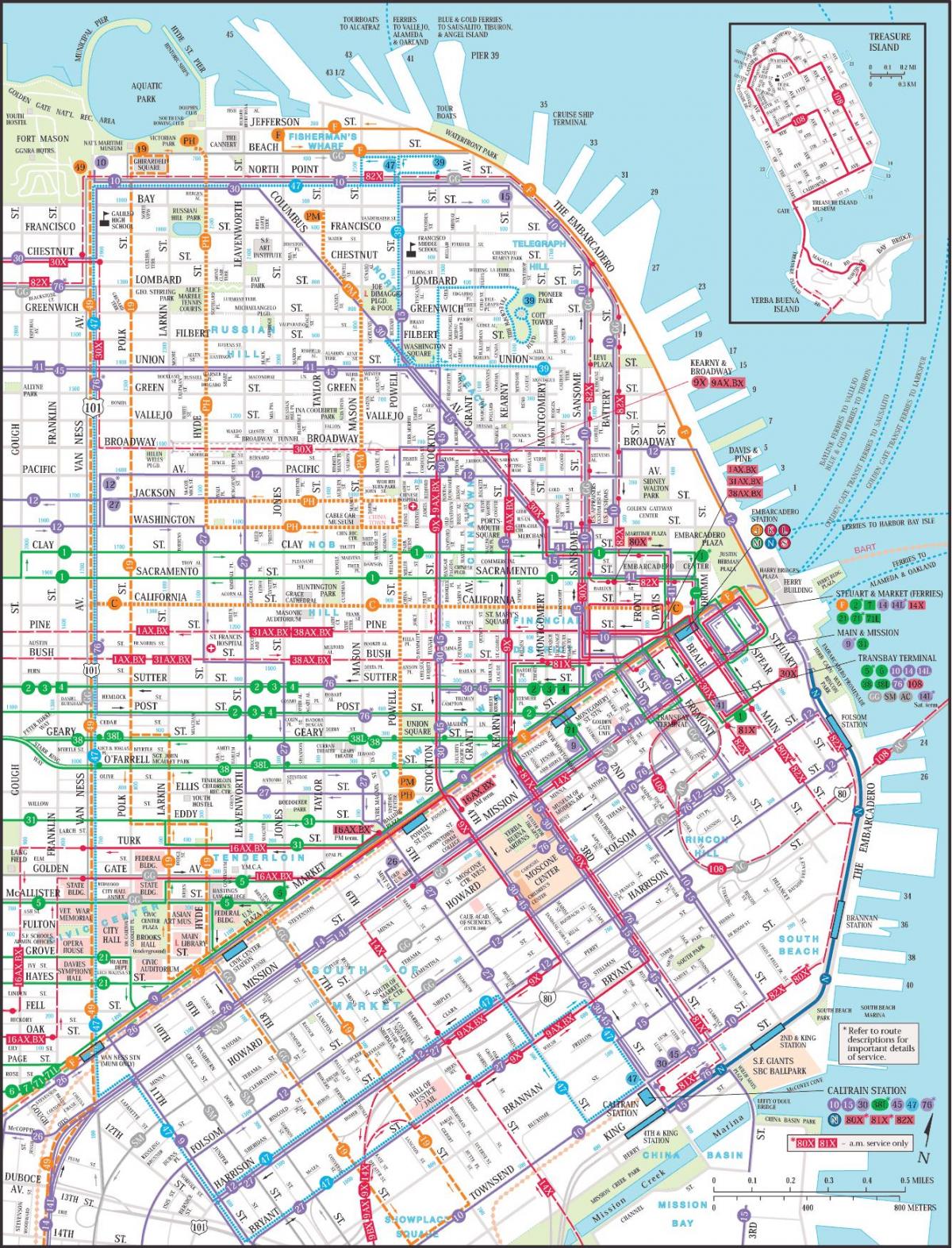San Francisco veřejné dopravy mapu