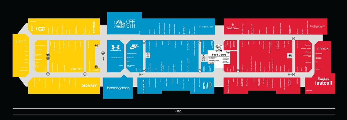 San Francisco outlet mall mapě