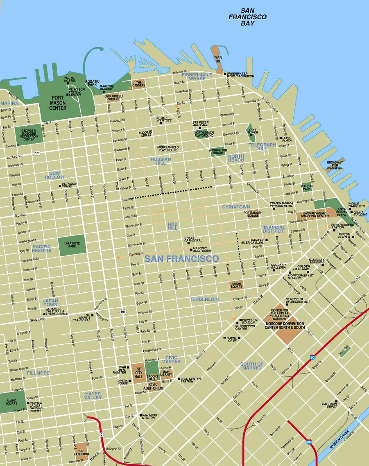 mapa atrakce San Francisco