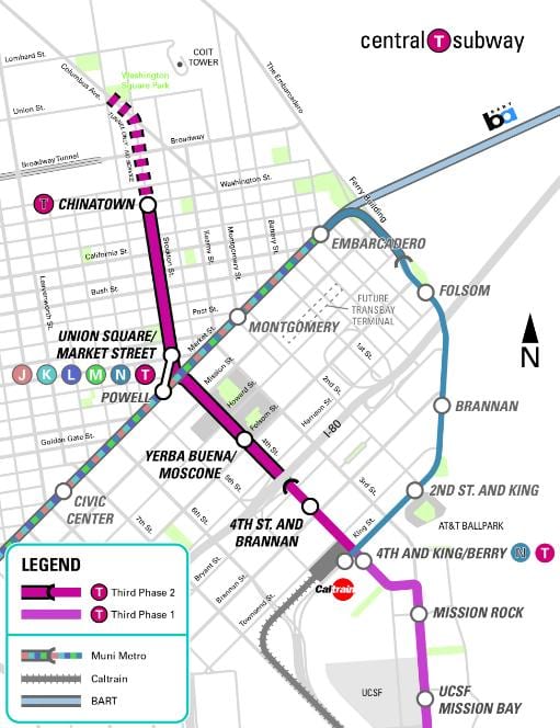 centrální stanice metra San Francisco mapě