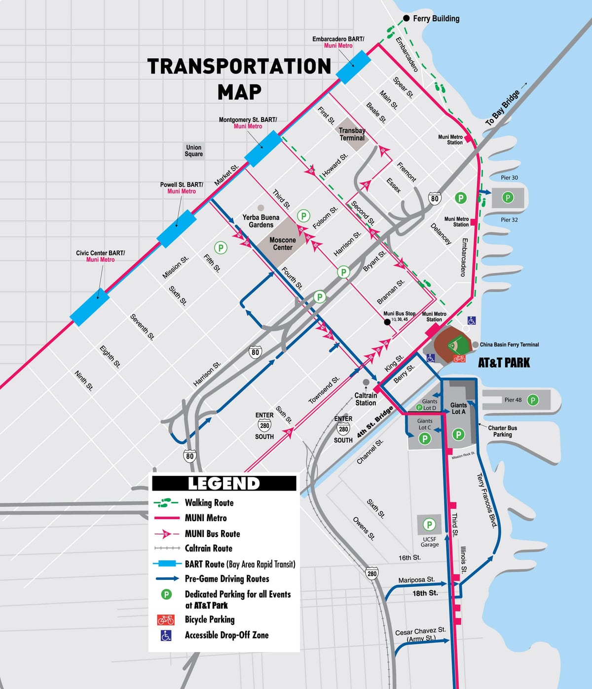 Mapa SF giants parkoviště 