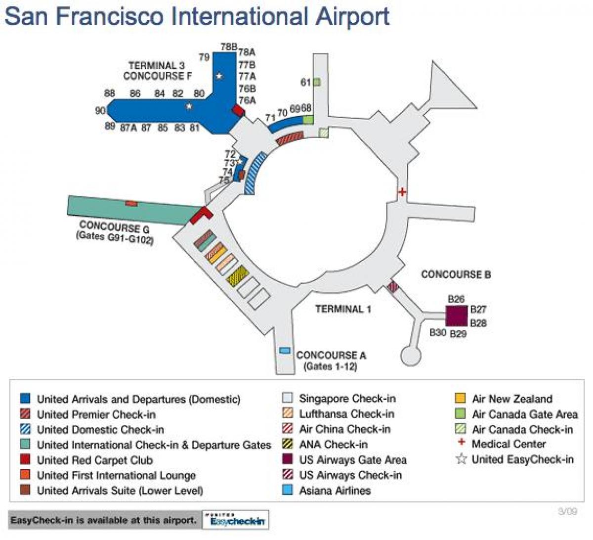Letiště San Francisco mapa spojených