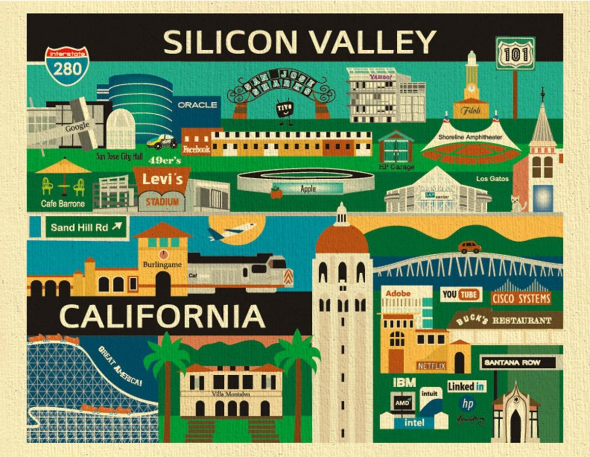 Mapa silicon valley plakát