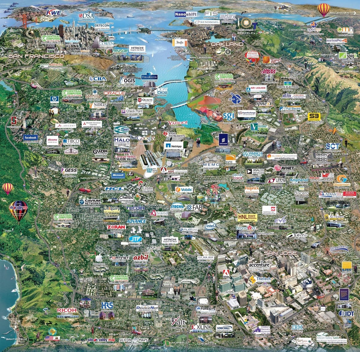 silicon valley high-tech mapě
