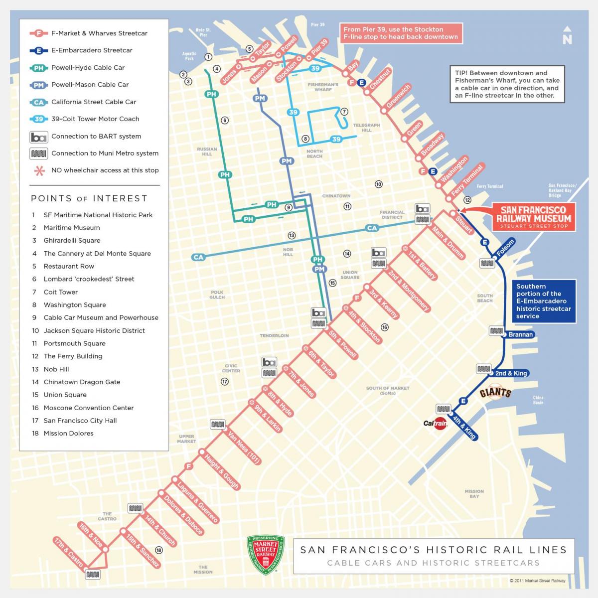 mapa San Francisco vozíku trasu