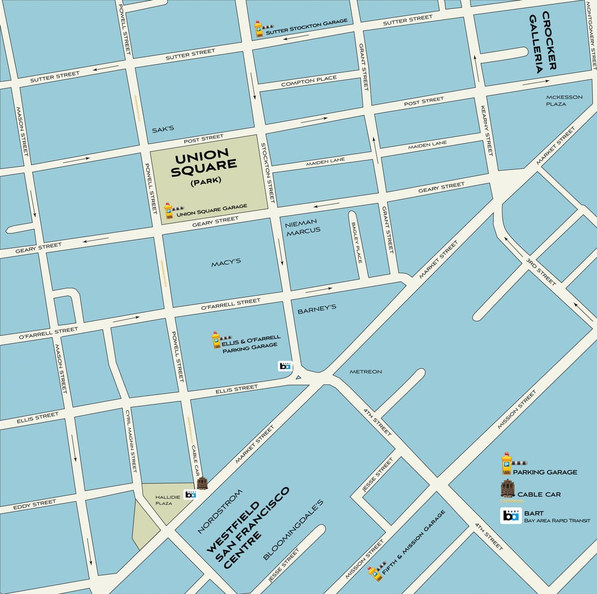 San Francisco nakupování mapě