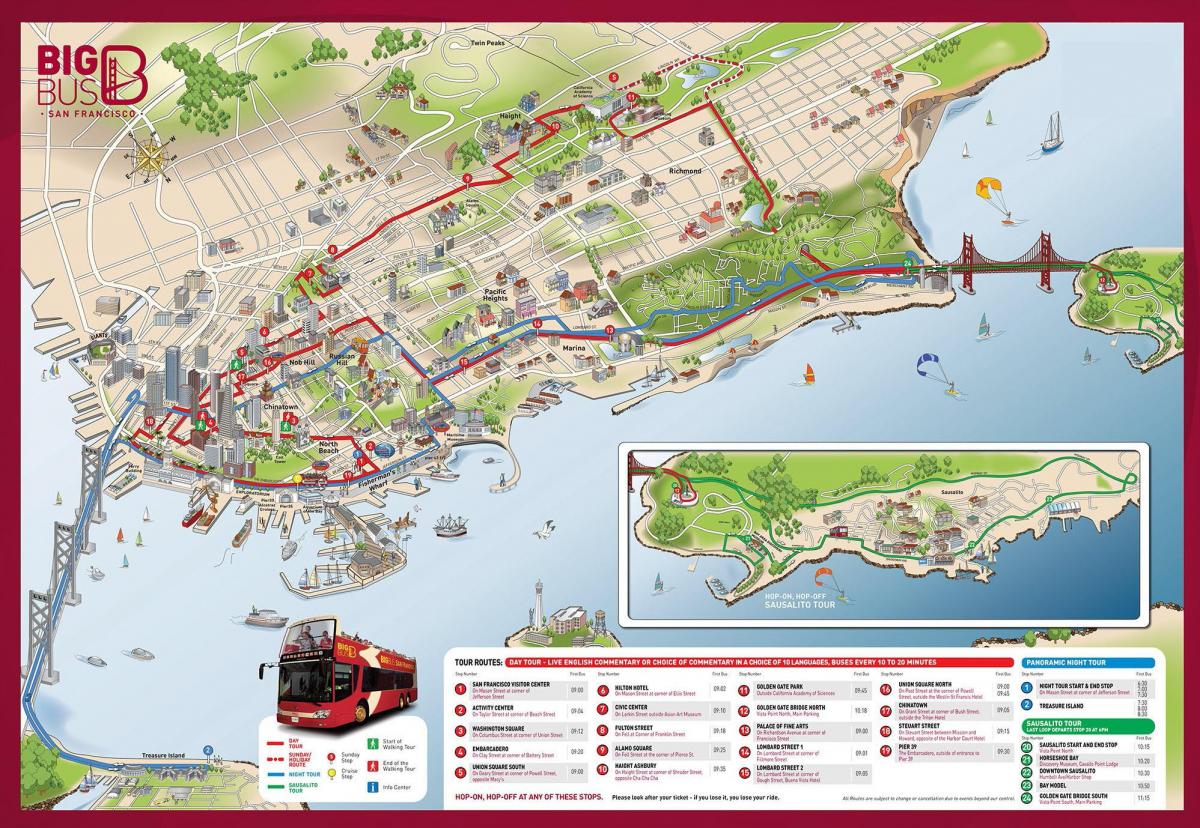 velký autobus mapa San Francisco