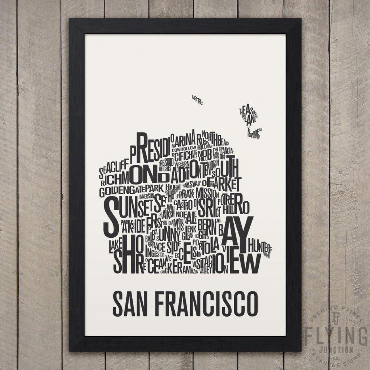 San Francisco typografie mapě