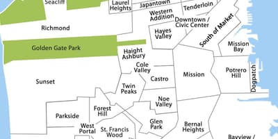 Mapa San Francisco okolí legrační