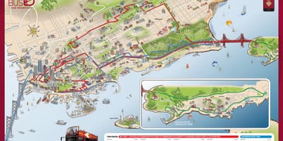 Mapa z červeného autobusu San Francisco 