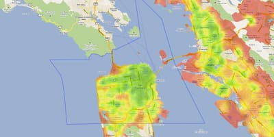 Mapa bay area tepla