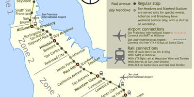 Caltrain zastaví mapě