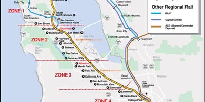 Caltrain mapa trasy