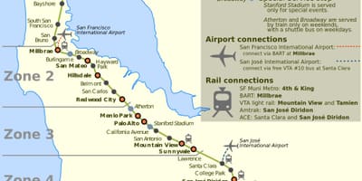 San Francisco caltrain mapě