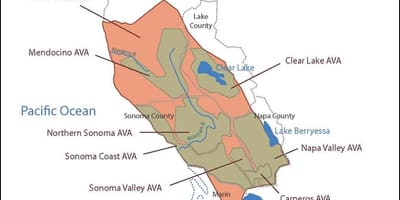 Mapa kalifornie na pobřeží severně od San Francisco