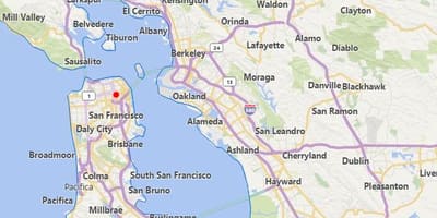Mapa kalifornie města v blízkosti San Francisco
