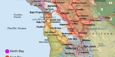 San Francisco oblast mapa a okolí
