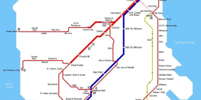 SF muni vlak mapě