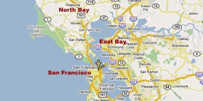 Mapa south bay v severní kalifornii