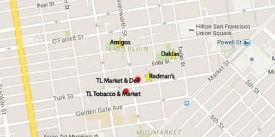 Mapa panenka oblasti San Francisco