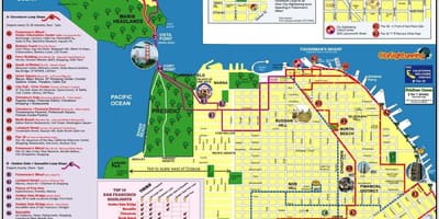 Prohlídka města San Francisco turistické mapy
