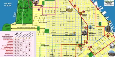 Mapa prohlídka města San Francisco trasy