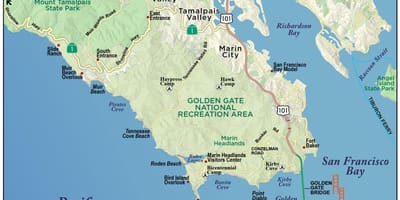 Mapa z redwood forest, San Francisco