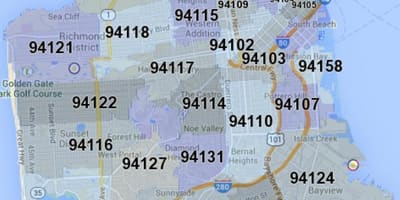 San Francisco zip mapě