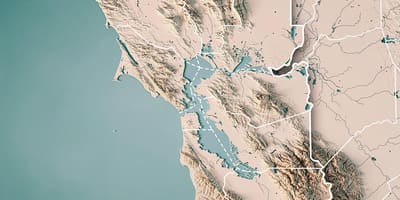 Mapa San Francisco bay topografické 