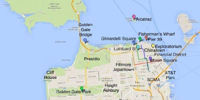 Turistická mapa oblasti San Francisco
