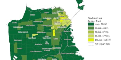 Mapa San Francisco hustota obyvatelstva