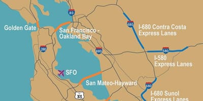 Mýtné silnice v San Franciscu mapě