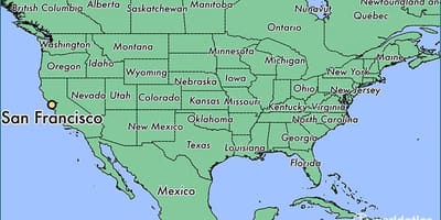 San Francisco umístění na mapě světa