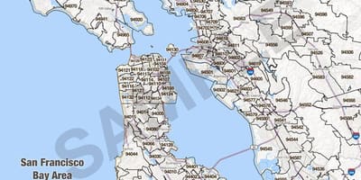 Bay area kód oblasti mapy