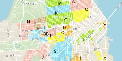 Zdarma parkování na ulici San Francisco mapě