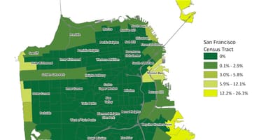 Mapa San Francisco povodňové zóně