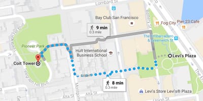 Mapa San Francisco self prohlídky pěší výlet