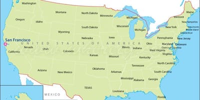 Mapa San Francisco, kalifornie, spojené státy americké