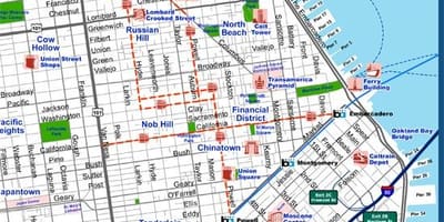 San Francisco mapa města, turistické