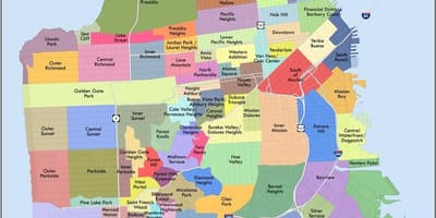 San Fran okolí mapě