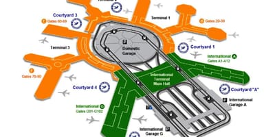 SFO mezinárodní příjezdy terminálu mapě