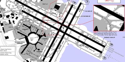 San Francisco airport runway mapě
