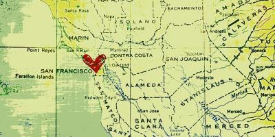 Srdce v San Franciscu mapě